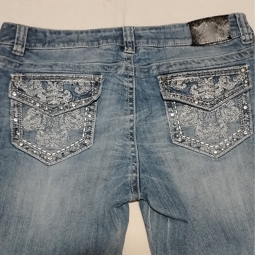 Y2K Petrol Industries Bling Bootcut Jeans Embroidered Flap Pocket